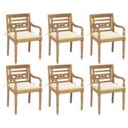 VIDAXL Batavia Chairs With Cushions 6 PCs Solid Teak Wood