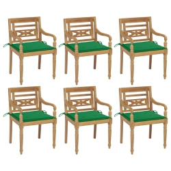 VIDAXL Batavia Chairs With Cushions 6 PCs Solid Teak Wood