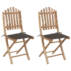 VIDAXL Folding Garden Chairs 2 PCs With Cushions Bamboo