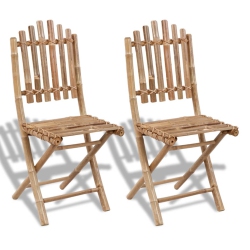 VIDAXL Folding Garden Chairs 2 PCs Bamboo