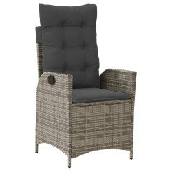 VIDAXL Reclining Garden Chair With Cushions Poly Rattan In Grey