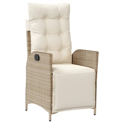 VIDAXL Reclining Garden Chair With Footrest Poly Rattan In Beige
