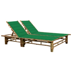 VIDAXL 2-Person Sun Lounger With Cushions Bamboo