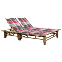 VIDAXL 2-Person Sun Lounger With Cushions Bamboo