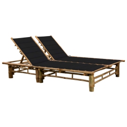 VIDAXL 2-Person Sun Lounger With Cushions Bamboo