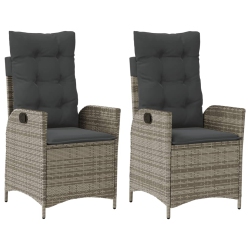 VIDAXL Reclining Garden Chairs 2 PCs With Cushions Poly Rattan In Grey