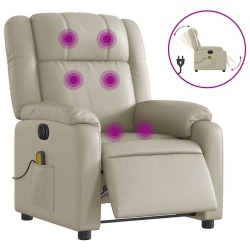 VIDAXL Electric Massage Recliner Chair Cream Faux Leather