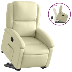 VIDAXL Stand Up Recliner Chair Cream Real Leather