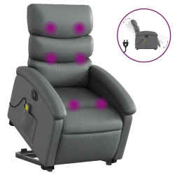 VIDAXL Electric Stand Up Massage Recliner Chair Faux Leather In Grey