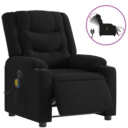 VIDAXL Electric Massage Recliner Chair Fabric In Black