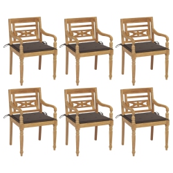 VIDAXL Batavia Chairs With Cushions 6 PCs Solid Teak Wood