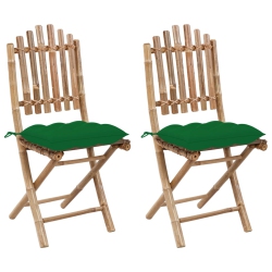 VIDAXL Folding Garden Chairs 2 PCs With Cushions Bamboo