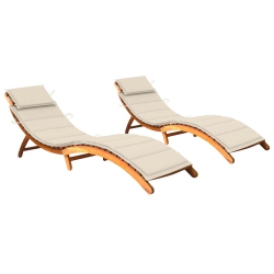VIDAXL Sun Loungers 2 PCs With Cushions Solid Acacia Wood