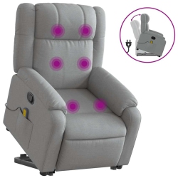 VIDAXL Stand Up Massage Recliner Chair Light Fabric In Grey