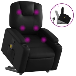 VIDAXL Stand Up Massage Recliner Chair Faux Leather In Black