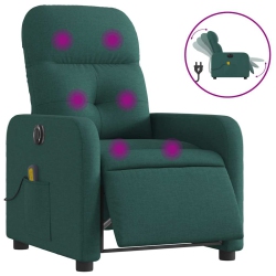 VIDAXL Electric Massage Recliner Chair Dark Fabric In Green