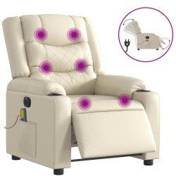 VIDAXL Electric Massage Recliner Chair Cream Faux Leather