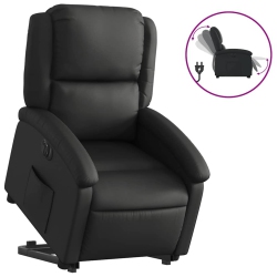 VIDAXL Electric Stand Up Recliner Chair Real Leather In Black