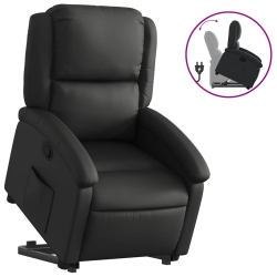 VIDAXL Stand Up Recliner Chair Real Leather In Black