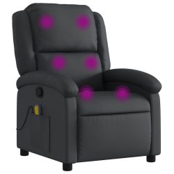 VIDAXL Massage Recliner Chair Real Leather In Black