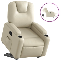 VIDAXL Electric Stand Up Recliner Chair Cream Faux Leather