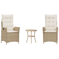 VIDAXL 3 Piece Bistro Set With Cushions Poly Rattan In Beige