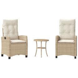VIDAXL 3 Piece Bistro Set With Cushions Poly Rattan In Beige