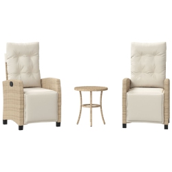 VIDAXL 3 Piece Bistro Set With Cushions Poly Rattan In Beige
