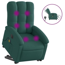 VIDAXL Electric Stand Up Massage Recliner Chair Dark Fabric In Green