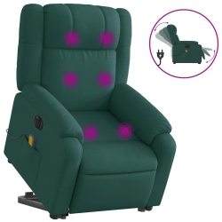 VIDAXL Electric Stand Up Massage Recliner Chair Dark Fabric In Green