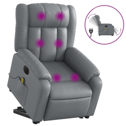 VIDAXL Electric Stand Up Massage Recliner Chair Faux Leather In Grey