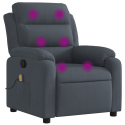 VIDAXL Massage Recliner Chair Dark Velvet In Grey