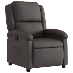 VIDAXL Recliner Chair Real Leather In Dark Brown
