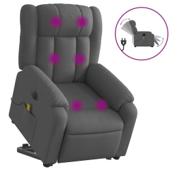 VIDAXL Electric Stand Up Massage Recliner Chair Dark Fabric In Grey