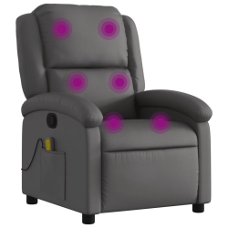 VIDAXL Massage Recliner Chair Real Leather In Grey