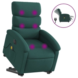 VIDAXL Electric Stand Up Massage Recliner Chair Dark Fabric In Green