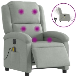 VIDAXL Electric Massage Recliner Chair Light Velvet In Grey