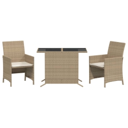 VIDAXL 3 Piece Bistro Set With Cushions Poly Rattan In Beige