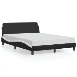 VIDAXL Bed Frame "dover" Black And 137X190 Cm Faux Leather In White