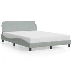 VIDAXL Bed Frame "dover" Light 137X190 Cm Velvet In Grey