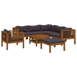 VIDAXL 8 Piece Garden Lounge Set With Cushion Solid Acacia Wood