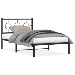 VIDAXL Metal Bed Frame Without Mattress With Headboard 100X200Cm In Black