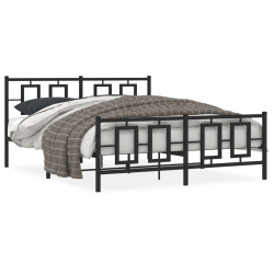 VIDAXL Metal Bed Frame Without Mattress With Footboard 150X200Cm In Black