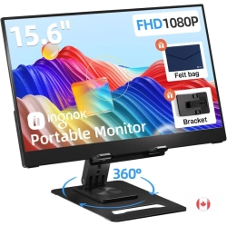 INGNOK Portable Monitor 15.6" Fhd 1080P Ips | USB-C, HDMI, Adjustable Stand | Laptop, Mac, PC, Phone, Ps5/ps4, Switch