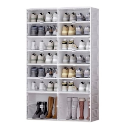 ANTBOX Portable Shoe Box, 8 Tier 28 Pairs, Portable Shoe Organizers Storage Boxes With Magnetic Door, Easy Assembly