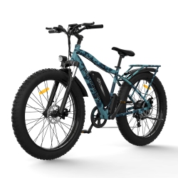 AOSTIRMOTOR S07-F Electric Bike, 750W 26Inch Fat Tire 48V Ebike for Adults With Removable Battery And Rack (Camouflage Blue)