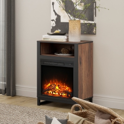 WAMPAT Electric Fireplace Insert 18" Freestanding Heater, Rv Fire Place Storage Cabinet for Tv Stand, Small Electric Stove Stand for Living Room