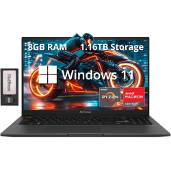 ASUS Vivobook S 15 Slim 15.6" Fhd Laptop, Amd Ryzen 5 5600H, 1.16Tb Storage(1Tb SSD +160GB Docking Station Set), 8GB Ram, Amd Radeon Graphics