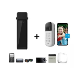CHAMBERLAIN Wall Mount Garage Door Opener With Battery Backup + Video Key Pad Bundle