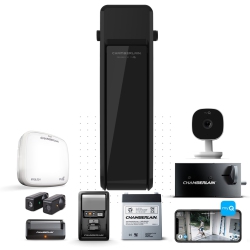 CHAMBERLAIN Wall Mount Garage Door Opener With Battery Backup + Smart Garage Camera Bundle